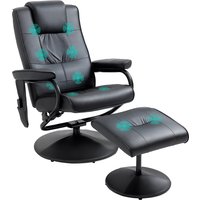 HOMCOM Manual Sofa Reclining Armchair PU Leather Massage Recliner Chair and Ottoman, Black