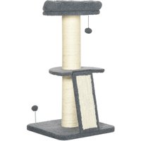 PawHut Cat Tree Tower, Scratching Posts, Pad, Bed, Toy Ball for Cats under 6 Kg, Dark Grey and Beige | Aosom Ireland
