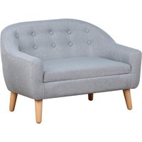 HOMCOM 2 Seater Toddler Chair Kids Mini Sofa Children Armchair Seating Chair Bedroom Playroom Furniture Wood Frame Grey Aosom UK