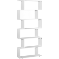 HOMCOM Bibliothèque Etagère de Livres Etagère ZigZag 6 Niveaux Design Contemporain 80 x 25 x 192 cm Blanc