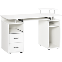HOMCOM Bureau informatique multimédia multi-rangements 120L x 55l x 85H cm en bois blanc