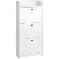 HOMCOM Shoe Storage Cabinet With 3 Drawers, Chipboard-White