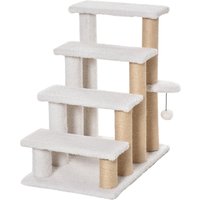 PawHut Pet Stairs Puppy Steps 3-Tier Faux Fur Steps with Cat Ball And Sctraching Post, Safe for Older or Disabled Animals | Aosom Ireland