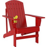 Outsunny Fauteuil de jardin Adirondack grand confort porte-gobelet intégré bois de sapin traité peint rouge