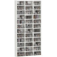 HOMCOM CD Storage Unit with Adjustable Shelves, 102 x 195 cm, Marble Effect