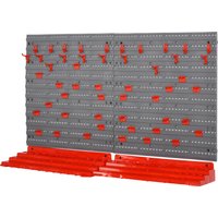 DURHAND Wall Mounted Tool Storage Board, 54 Piece Set with Pegboard, 50 Pegs, 2 Shelves, Organiser for Workshop, Garage Aosom UK