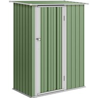 Outsunny 1.4 x 0.8m Tool Cabinet with Sloped Roof & Lockable Door, Outdoor Organiser for Patio Furniture, Light Green Aosom UK