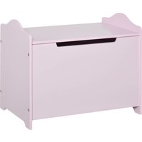 HOMCOM Children's Wooden Toy Box, Playroom Storage Chest with Safety Hinge, 60 x 40 x 48 cm, Pink Aosom UK