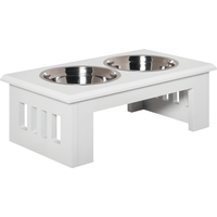 PawHut Pet Feeder, Stainless Steel, Large Capacity, Easy Clean, White, 58.4Lx30.5Wx25.4H cm Aosom UK