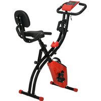 HOMCOM 2-In-1 Upright Exercise Recumbent Bike Adjustable Resistance Stationary Fitness Home Gym Foldable w/ Armrests LCD Monitor Cycling Wheels Red