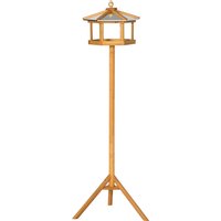 PawHut Portable Wooden Bird Feeder Station with Stand for Outdoor Use, Ideal for Garden, Patio, or Balcony Aosom UK