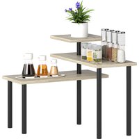 HOMCOM Étagère de Cuisine de 3 Niveaux avec 3 Étagères Rotatives Cadre Métallique et Conception Étagée pour Salle à Manger Salon Naturel