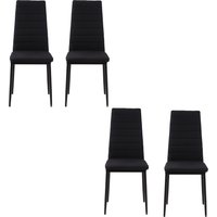HOMCOM Lot de 4 chaises de salle à manger chaises de cuisine avec dossier haut pieds en métal et tissu en lin 41x50x97cm noir