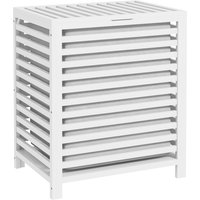 HOMCOM Cesto de Roupa de Bambu Cesto Roupa Suja Capacidade 55L com Bolsa Amovível Forma Retangular 50x36x60 cm Branco Aosom Portugal