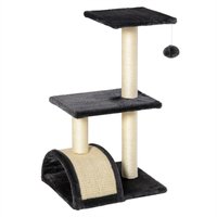 PawHut Cat Tree Tower, 72cm Climbing Activity Centre for Kittens, with Sisal Scratching Post, Pad Arc Perch, and Hanging Ball Toy, Grey Aosom UK