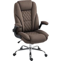 HOMCOM Fauteuil de bureau, chaise bureau ergonomique, hauteur réglable, accoudoirs relevables, 70 x 70 x 114-122 cm, marron