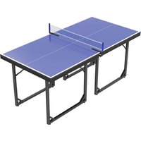 HOMCOM Folding Mini Table Tennis/Ping Pong Table Set-Black/Blue