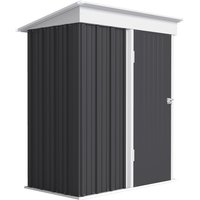 Outsunny Small Metal Storage Sheds, Lean-to Shed for Motor Bike, with Adjustable Shelf, Lock and Gloves, 5x6, Outdoor, Dark Grey Aosom UK