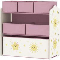 AIYAPLAY Meuble rangement enfant à 3 niveaux, étagère de rangement pour jouets enfants avec 6 boîtes en tissu amovibles, rose