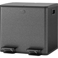 HOMCOM Poubelle à 2 Sections de 15L avec Fermeture Silencieuse, en Acier Inoxydable et PP, 41.7x36.6x43.2 cm, Noir