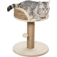 PawHut Arbre à chat Arbre à chat action Arbre à chat bas avec Jeu Pompon et Plateforme Peluche Sisal Beige 40x40x49cm Aosom France