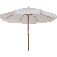 3.3 Garden Parasol Umbrella Outdoor Sun Shade Canopy 8 Bamboo Ribs Ruffles Wood Pole Cream