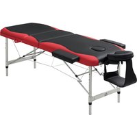 HOMCOM Lit/Table de Massage Cosmetique Pliable en Aluminium 3 Zones Noir et Rouge