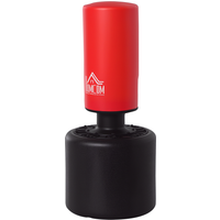 HOMCOM Sac de Frappe Boxe Autoportant Punching Ball Hauteur Réglable Ø 56 x 145-172 cm HDPE Rouge Noir aosom france