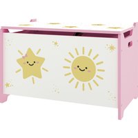 AIYAPLAY Coffre à jouets avec couvercle, coffre de rangement enfant avec charnières de sécurité, 60 x 37 x 39 cm, rose