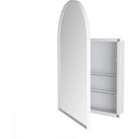 Armoire murale avec miroir arqué et cadre en métal, pour salle de bain, salon ou chambre à coucher, 91x61x12 cm, Blanc