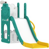 AIYAPLAY Toboggan pour tout-petits 5 en 1 toboggan autoportant pour enfant avec panier de basket, télescope, 178x70x86cm, jaune