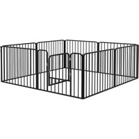 PawHut Enclos pour Chiens à 8 Panneaux Modulables d'Intérieur et d'Extérieur, en Acier, 164x164x60 cm, Noir
