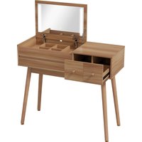 HOMCOM Table de Maquillage avec Miroir à Lumières LED et Espace de Rangement en Bois, 100x40x87 cm