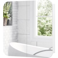 HOMCOM Armoire murale salle de bain avec miroir arqué meuble salle de bain étagère réglable portes miroir 68 x 13 x 66 cm blanc