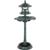 Outsunny Bain d'oiseaux abreuvoir pour oiseaux jardinière 3 en 1 Ø 50 x 113 cm polypropylène vert-de-gris