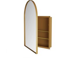 Armoire murale avec miroir arqué et cadre en métal, pour salle de bain, salon et chambre à coucher, 91x61x12 cm, Or