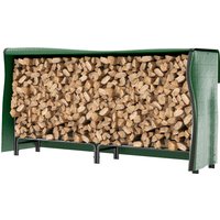 Outsunny Range buches extérieur, abri buches, avec housse en PE, base surélevée, pour extérieur, 200 x 36 x 99 cm, métal, noir