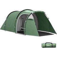 Outsunny Tunnel Tent, 2-3 Person Camping Tent with Sewn-in Groundsheet, Air Vents, Rainfly, 2000mm Water Column, Green Aosom UK