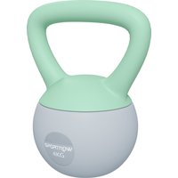 SPORTNOW Kettlebell 4 kg Pesa Rusa Relleno de Arena Metálica y Mango Antideslizante para Entrenar en Casa 19x15x25 cm Verde y Gris