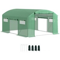 Outsunny Tunnel di Coltivazione 4x3x2 m con 6 Finestre 3 Porte Avvolgibili Copertura in PE e Struttura in Acciaio Zincato Verde Aosom Italy