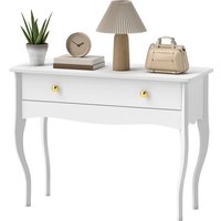 HOMCOM Coiffeuse avec grand tiroir et pieds cabriole, bureau coiffeuse pour chambre à coucher, 100 x 40 x 74 cm, blanc