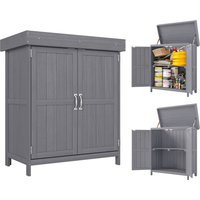 Outsunny Petit Cabanon & Chale de Jardin en Bois Massif de Sapin Double Porte Étagère et Toit bitumé Relevable 74x43x88cm Gris foncé Aosom France