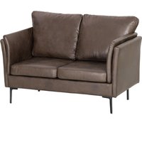 HOMCOM Canapé 2 Places en Cuir Respirant avec Rembourrage Épais et Pieds en Métal, 137x72x88 cm, Marron Foncé