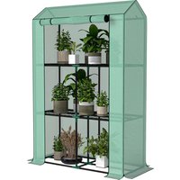 Outsunny Serre de jardin avec étagères 3 niveaux serre d'hivernage bâche renforcée en PE porte enroulable 100 x 40 x 150 cm vert