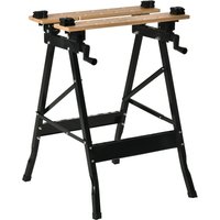 HOMCOM Zusammenklappbare Werkbank mit 4 Klemmen Arbeitstisch Staffelei, Traglast 150 kg, Stahlstruktur, Arbeitstisch für Baustelle Werkstatt Garage, 63,5x60,5x78cm, Schwarz Aosom