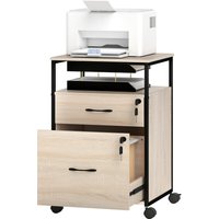 Vinsetto Caisson de bureau pour bureau avec 2 tiroirs et roulettes pour format A4 44x40x66,5 cm Tonalité bois