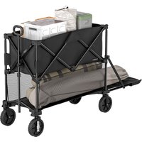 Outsunny Chariot de jardin pliable 369,5L chariot de transport de plage à 2 étages charge max 200 kg avec roues tout terrain noir