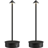 HOMCOM Jeu de 2 Lampes de Table LED Rechargeables avec USB et Commande Tactile et Lumière Réglable Ø10x30 cm Noir