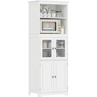 HOMCOM Armoire de cuisine buffet 4 portes dont 2 portes vitrées H162 cm avec étagères réglables - MDF - blanc