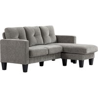 HOMCOM Canapé d'angle, Canapé d'angle avec chaise longue réversible, Canapé en forme de L, Revêtement en lin, 186 x 130 x 84 cm, Marron